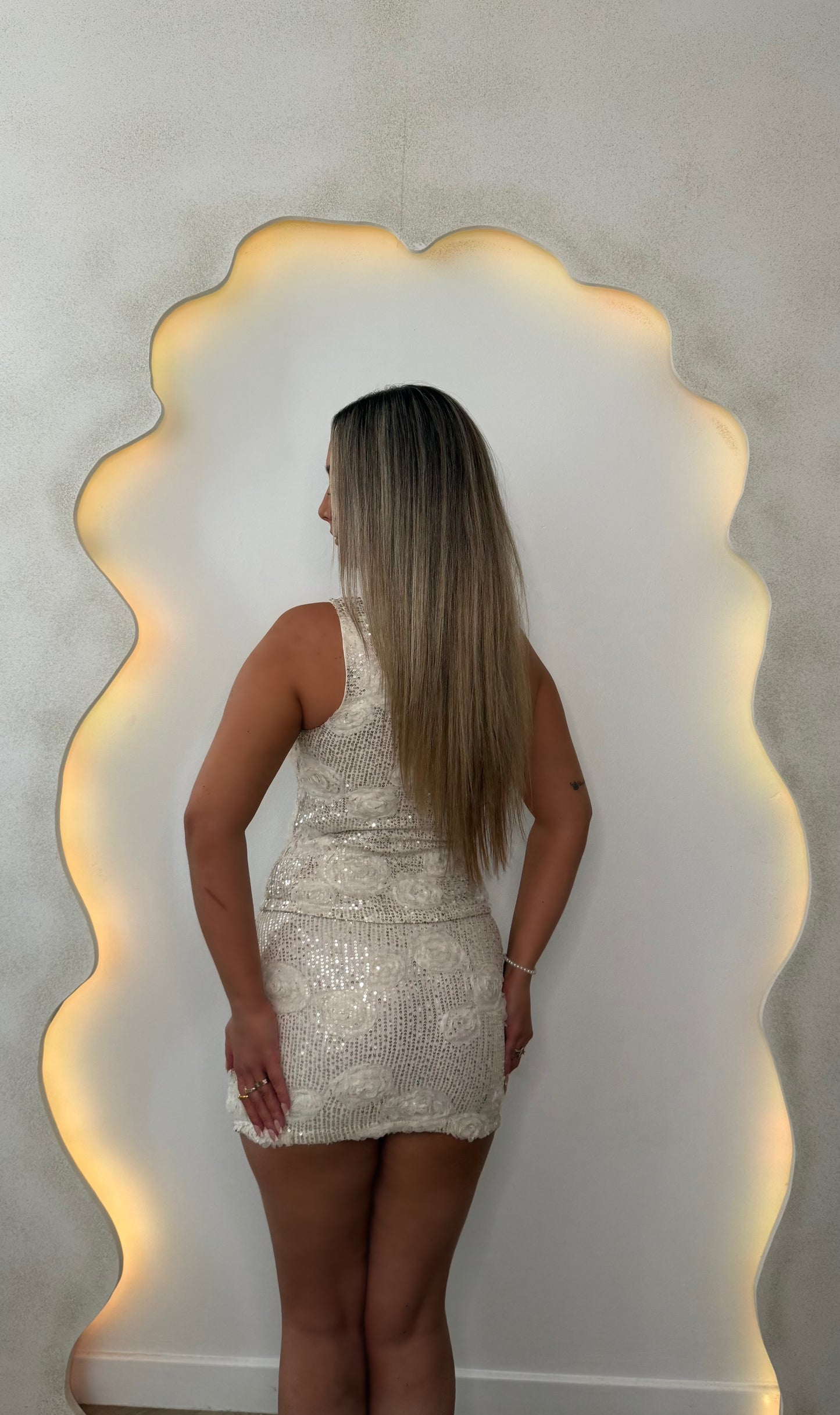 'JADE' Sequin Floral Vest Two Piece