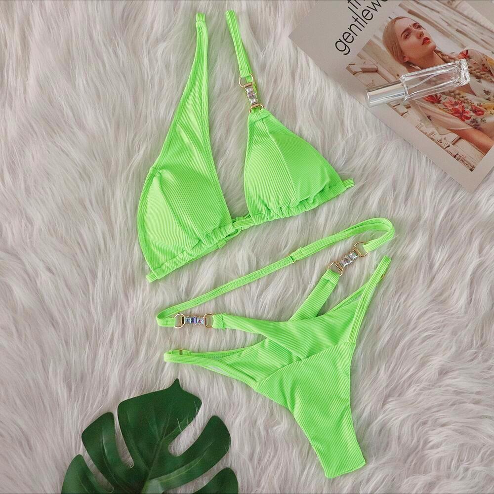 'FLIRT' Bikini Diamond Striped Strap Bikini