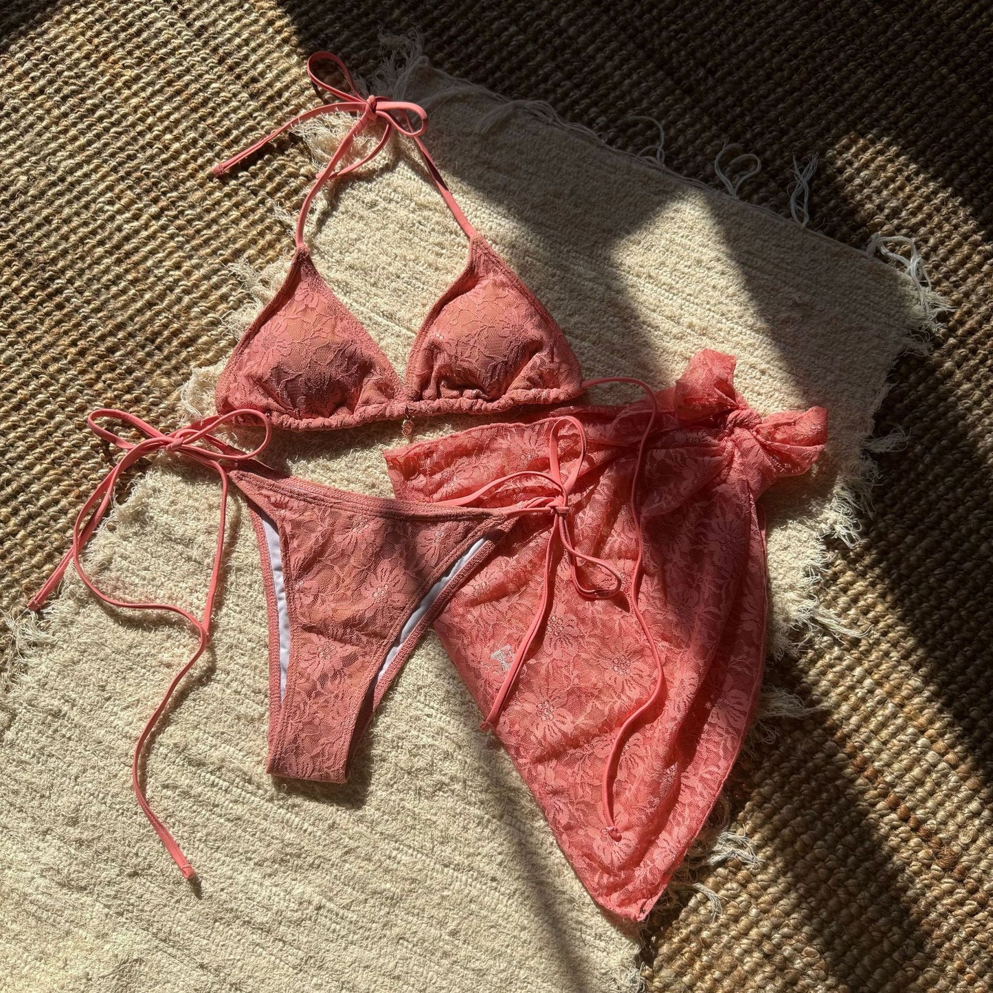 'ASHA' Lace Fabric Three Piece Bikini