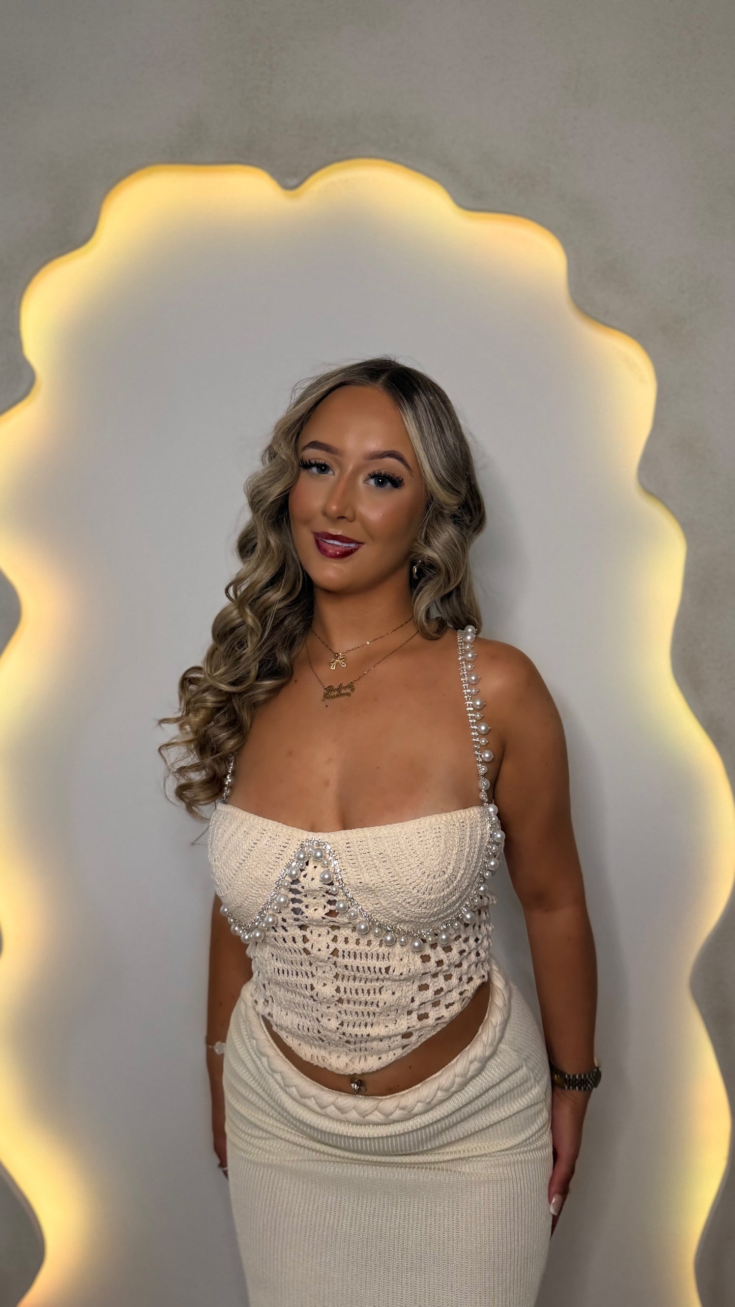'PEARL' Pearl Diamonte Top And Skirt (sold separately)